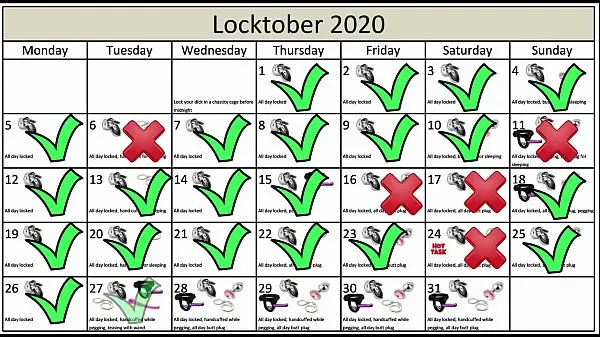 Beste Locktober 2020 - Die Aufgaben, die jeder richtige Keuschheitssklave in diesem Monat des Jahres ausführen sollte. Sie müssen alle Aufgaben konsequent verfolgen. Sie dürfen keine Aufgabe überspringen. Jede Aufgabe, die Sie aus irgendeinebeste Videos