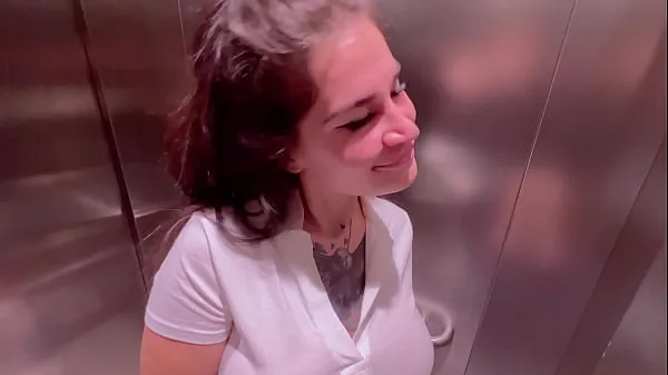 Best Beautiful girl Instagram blogger sucks in the elevator of the store and gets a facial best Videos