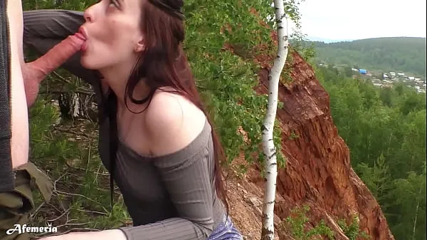 أفضل Sensual Deep Blowjob in the Forest with Cum in Mouth أفضل مقاطع الفيديو