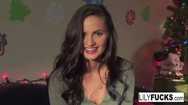 Best Lily tells us her horny Christmas wishes before satisfying herself in both holes best Videos